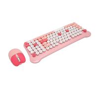 BROLEO Clavier et Souris de Couleurs Mélangées, Clavier et Souris sans Fil en Veille Automatique Plug and Play Rétro Mignon pour 98 7 8 10 11 2000 (Rose)