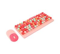 BROLEO Clavier et Souris sans Fil, Clavier sans Fil, Touches Rondes Colorées, Confortables pour Ordinateur (Rose)