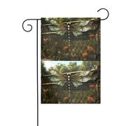 BROLEO Clôture libellule imprimée sur mât de drapeau de jardin, décoration de cour extérieure double face, 30,5 x 45,7 cm