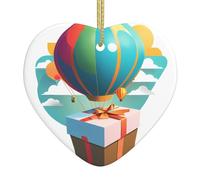 Broleo Coffret cadeau sur montgolfière imprimé Noël céramique amour pendentif décoration intérieure festival cadeau