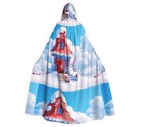 BROLEO Cottage In The Snow Imprimer Halloween Cape à capuche pour homme et femme Vêtements Manteau Jeu de rôle