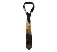 BROLEO Cravate bohème blanche pour homme avec impression lotus classique adaptée pour les vacances et le travail