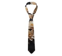 BROLEO Cravate bohème dorée pour homme avec impression lotus classique adaptée pour les vacances et le travail