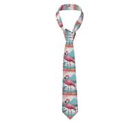 BROLEO Cravate pour homme à motif de flamant rose de lac de dessin animé, douce et confortable, ne se déforme pas, résistante à la décoloration, durable (145 x 8,1 cm)