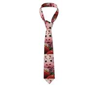 BROLEO Cravate pour homme avec motif vache rose avec fraises, douce et confortable, ne se déforme pas, résistante à la décoloration, durable (145 x 8,1 cm)