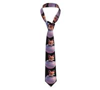 BROLEO Cravate pour homme motif Little Fox on the pink planet, douce et confortable, ne se déforme pas, résistante à la décoloration, durable (145 x 8,2 cm)