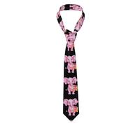 BROLEO Cravate pour homme motif petit éléphant rose douce et confortable, ne se déforme pas, résistante à la décoloration, durable (145 x 8,2 cm)