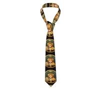 BROLEO Cravate pour homme motif petit lion et pièces de monnaie, douce et confortable, ne se déforme pas, résistante à la décoloration, durable (145 x 8,2 cm)