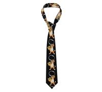 BROLEO Cravate pour homme motif petit lion étudiant une loupe douce et confortable, ne se déforme pas, résistante à la décoloration, durable (57 x 3,2,5 cm)