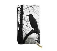 BROLEO Crow On Branch Portefeuille long en cuir pour filles et femmes à la mode - Durable, élégant et fonctionnel, Noir , Taille unique