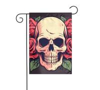 BROLEO Day of the Dead Sugar Roses Skull Print Four Seasons Garden Flag Décoration cour 30,5 x 45,7 cm