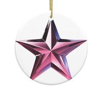 BROLEO Décoration circulaire en céramique avec étoiles fantômes - Décoration de fête de Noël pour la maison