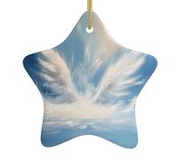 BROLEO Décoration de Noël en céramique avec motif ombres blanches en forme d'étoile facile à accrocher, très approprié pour décorer les arbres de Noël