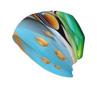 BROLEO Deux canards mandarins imprimés chapeau tricoté adulte, chapeau haricot décontracté, chapeau élastique sans bord, unisexe noir