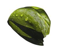 BROLEO Deux feuilles végétales imprimées chapeau tricoté adulte, chapeau haricot décontracté, chapeau élastique sans bord, unisexe noir