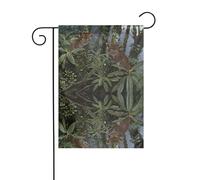 BROLEO Deux léopards imprimés sur mât de drapeau de jardin, décoration de cour extérieure double face, 30,5 x 45,7 cm