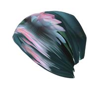 BROLEO Deux roses Lotus Blossoms Imprimés Chapeau tricoté pour adulte, chapeau haricot décontracté, chapeau élastique sans bord, unisexe