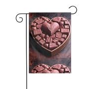 BROLEO Drapeau de jardin 4 saisons avec impression « Love Chocolate » - Décoration de cour - 30,5 x 45,7 cm