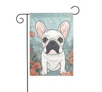 BROLEO Drapeau de jardin 4 saisons imprimé bouledogue français dessin animé décoration cour 30,5 x 45,7 cm