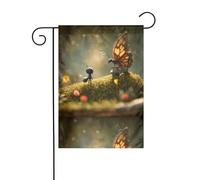 BROLEO Drapeau de jardin 4 saisons imprimé petite fourmi et papillon Décoration de cour 30,5 x 45,7 cm