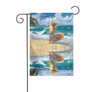 BROLEO Drapeau de jardin avec impression chien de surf - Décoration extérieure - Double face - 30,5 x 45,7 cm