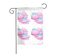 BROLEO Drapeau de jardin en coton rose avec impression nuages - Décoration de cour extérieure - Double face - 30,5 x 45,7 cm