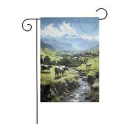BROLEO Drapeau de jardin motif vaches de la ferme alpine, décoration 4 saisons, 30,5 x 45,7 cm