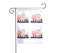 BROLEO Drapeau de jardin « People reveling under the fireworks » - Décoration de cour - Quatre saisons - 30,5 x 45,7 cm