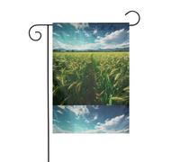 BROLEO Drapeau de jardin vert luxuriant imprimé champs de blé quatre saisons décoration cour 30,5 x 45,7 cm