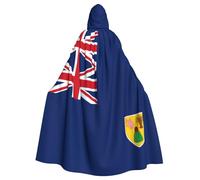 BROLEO Drapeau des îles Turques et Caïques Impression Halloween Adulte Cape à Capuche Vêtements Hommes et Femmes Manteau Manteau Jeu de rôle