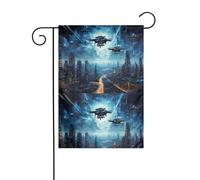 BROLEO Drones in the Starry Sky Printing Garden Flag Pole Outdoor Courtyard Decoration Fashion 30,5 x 45,7 cm
