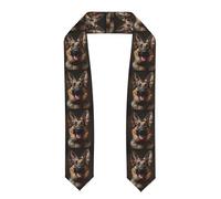 BROLEO Écharpe en satin aplatie avec impression berger allemand fidèle pour remise de diplôme 183 cm, cadeau de remise de diplôme pour elle/lui, Aplati, Taille unique