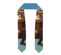 BROLEO Écharpe en satin aplatie avec impression deux singes pour remise de diplôme 183 cm, cadeau de remise de diplôme pour elle/lui, Aplati, Taille unique