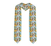 BROLEO Écharpe en satin aplatie avec imprimé chien chihuahua ananas 183 cm Cadeau de remise de diplôme pour elle/lui, coin pointu, Taille unique