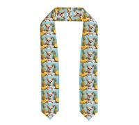 BROLEO Écharpe en satin aplatie avec imprimé chien chihuahua ananas 183 cm Cadeau de remise de diplôme pour elle/lui, Aplati, Taille unique