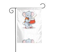 BROLEO Éléphant jouant de la batterie impression quatre saisons drapeau jardin cour décoration 30,5 x 45,7 cm