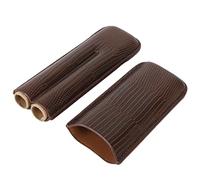 BROLEO Étui à cigares 2, étui de voyage pour cigares marron portable léger en cuir PU pour cadeaux de fête des pères