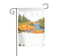 BROLEO Fallen Leaves on the Creek Impression Mât de drapeau de jardin extérieur Décoration tendance 30,5 x 45,7 cm