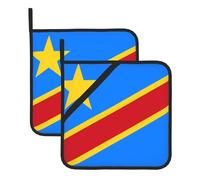 BROLEO Flag of The Congo Printing Lot de 2 maniques isolantes carrées 20,3 x 20,3 cm d'épaisseur et durable, anti-brûlure et isolation thermique