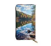 BROLEO Forest Lakes of New Hampshire Portefeuille long en cuir imprimé pour filles et femmes à la mode - Durable, élégant et fonctionnel, Noir , Taille unique