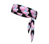 BROLEO Foulard de sport avec imprimé nuages de barbe à papa rose, absorbant la transpiration et respirant, bandeau de mouvement, foulard double face