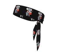 BROLEO Foulard de sport imprimé éléphant jouant de la batterie, absorbant la transpiration et respirant, bandeau de mouvement, foulard double face