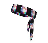 BROLEO Foulard de sport imprimé peinture à l'encre du Père Noël, absorbant la transpiration et respirant, bandeau de mouvement, foulard double face