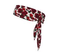BROLEO Foulard de sport imprimé vin et roses rouges absorbant la transpiration et respirant, bandeau de mouvement, foulard double face
