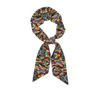 BROLEO Foulard tendance pour femme avec impression mosaïque abstrait satin chic cravate foulard cheveux bracelet
