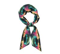 BROLEO Foulard tendance pour femme avec imprimé OVNI la nuit en satin chic cravate foulard pour cheveux bracelet