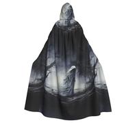 BROLEO Ghost By The Dead Tree Prints Cape à capuche pour adulte sans fermeture éclair, confortable pour les fêtes costumées