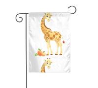 BROLEO Girafe cueillant des pêches imprimées mât de drapeau extérieur décoration cour double face 30,5 x 45,7 cm