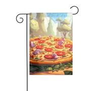 BROLEO Grand mât de drapeau de jardin imprimé pizza décoration de cour extérieure mode 30,5 x 45,7 cm