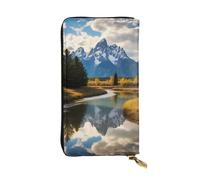 BROLEO Grand Teton Portefeuille long en cuir avec image du parc national pour filles et femmes à la mode - Durable, élégant et fonctionnel, Noir , Taille unique